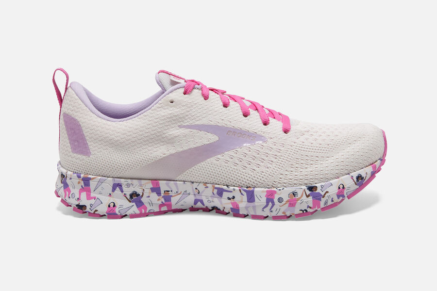 Brooks Women's Revel 4 Road Running Shoes White/Lilac/Pink ( ALSKR3129 )